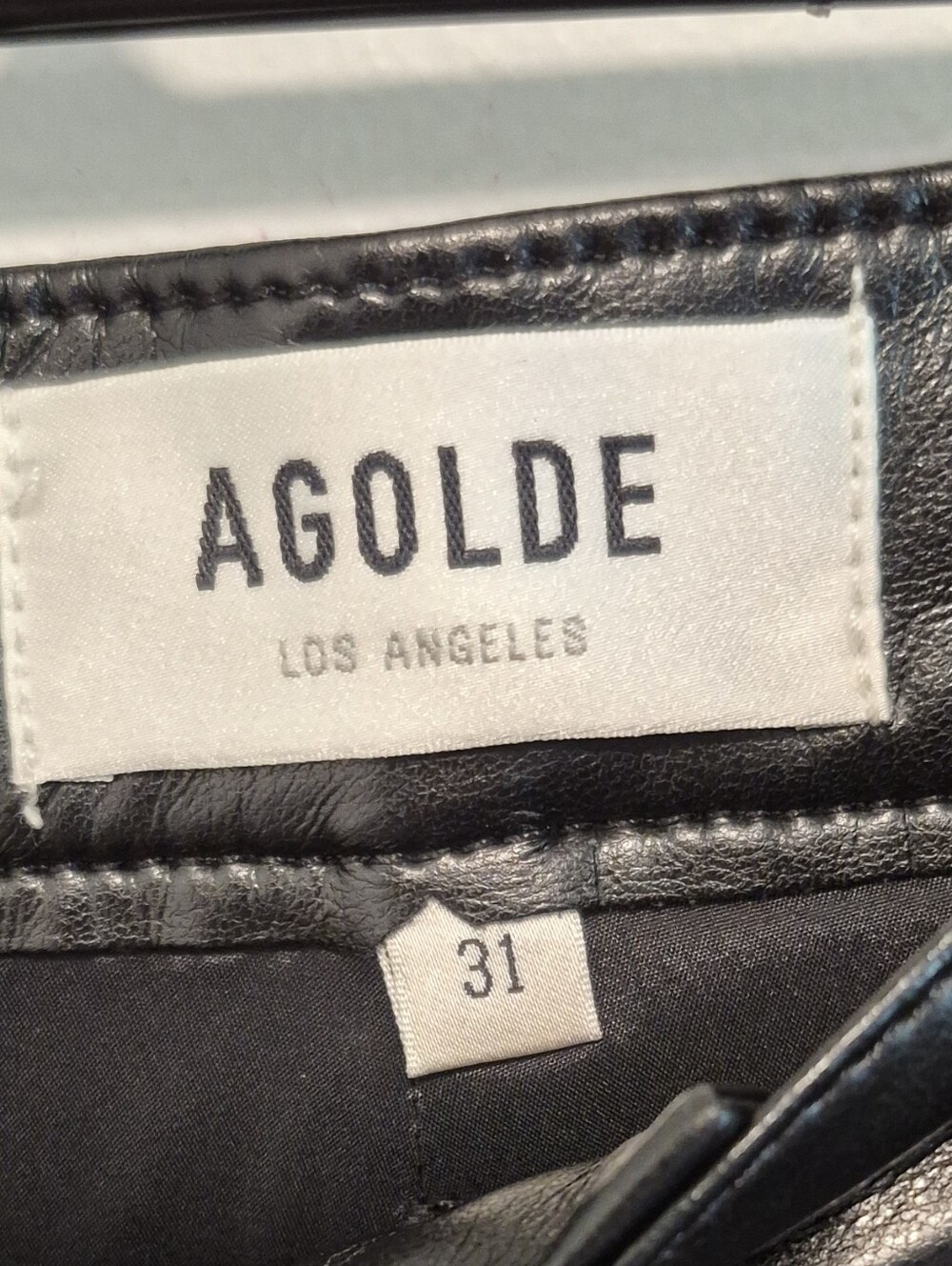 Agolde Recycled Leather 90's Pinch Waist Pants In Detox Black Size 31 NWT $348 - Picture 12 of 16